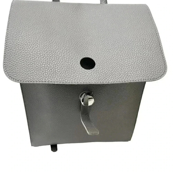 Beauty Boutique Mini Backpack Grey Pebbled Faux Leather Vegan Carryall Bag - Picture 8 of 14